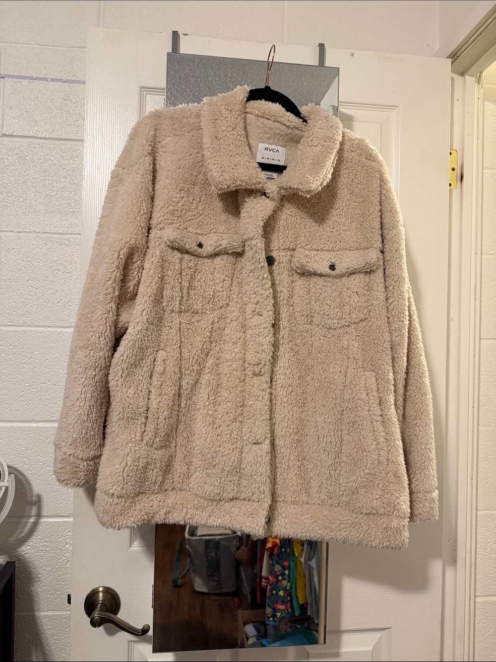 RVCA Women's Light Cream Teddy Sherpa Jacket
